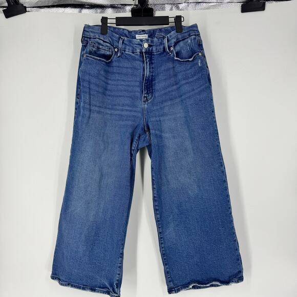 Good American Good Waist Cropped Palazzo Wide Leg Crop Jeans - Picture 1 of 3